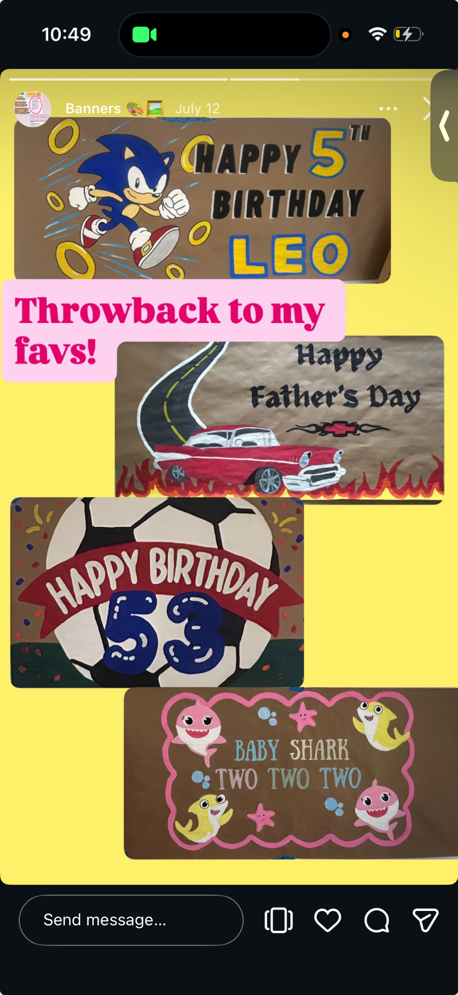 Speedy birthday hand-painted banner